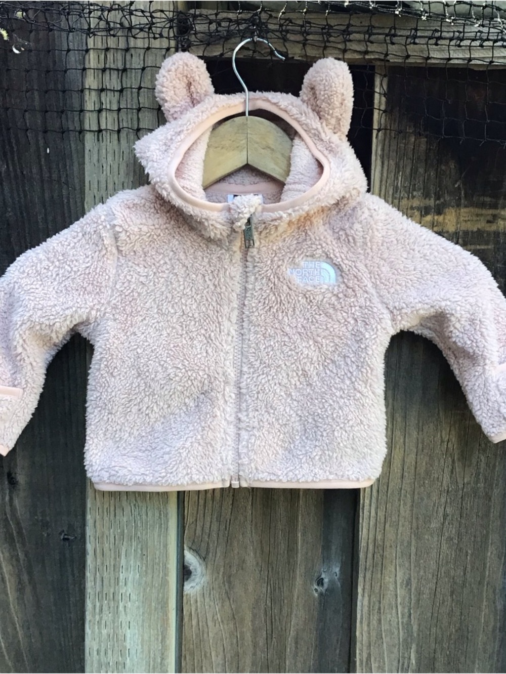 The North Face Baby Fleece Jacket 3 - 6 Months Pink Hooded Bear Ears Cozy